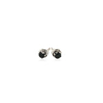 14K White Gold Black 3mm Faceted Cubic Zirconia Stud Earrings, view 2