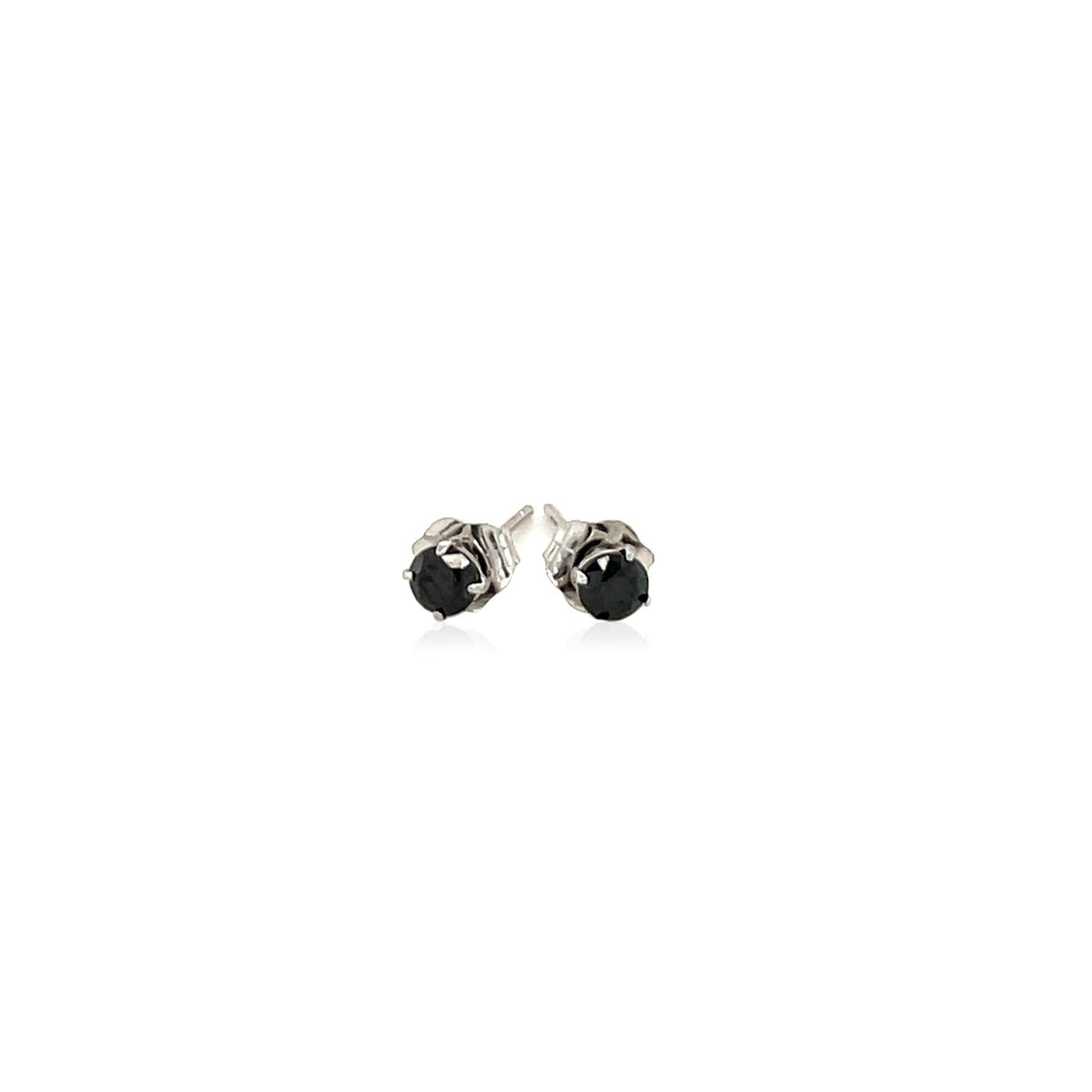 14K White Gold Black 3mm Faceted Cubic Zirconia Stud Earrings, view 2