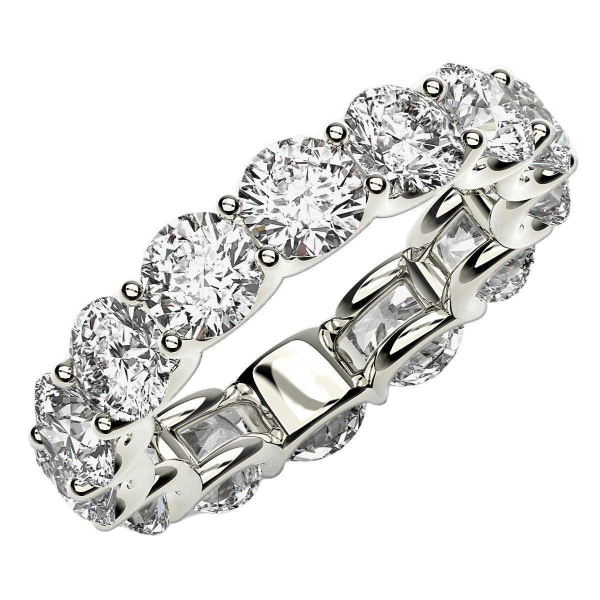 Round Cut Lab Grown Diamond Eternity Ring in 14K White Gold (6 cttw FG/VS2)