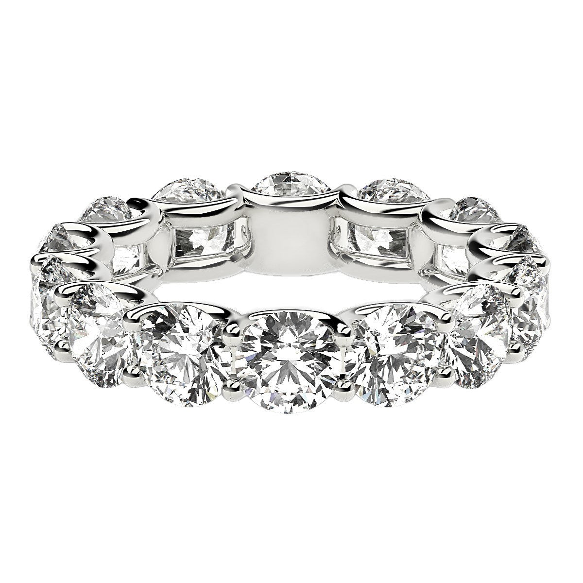 Round Cut Lab Grown Diamond Eternity Ring in 14K White Gold (6 cttw FG/VS2), view 2