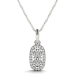 Outer Oval Shaped Two Stone Diamond Pendant in 14K White Gold (5/8 cttw)