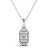 Outer Oval Shaped Two Stone Diamond Pendant in 14k White Gold (5/8 cttw)