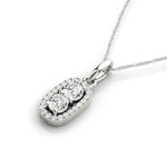 Outer Oval Shaped Two Stone Diamond Pendant in 14K White Gold (5/8 cttw), view 2