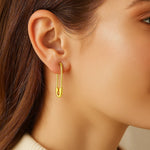 14K Yellow Gold Safety Pin Earrings, view 3