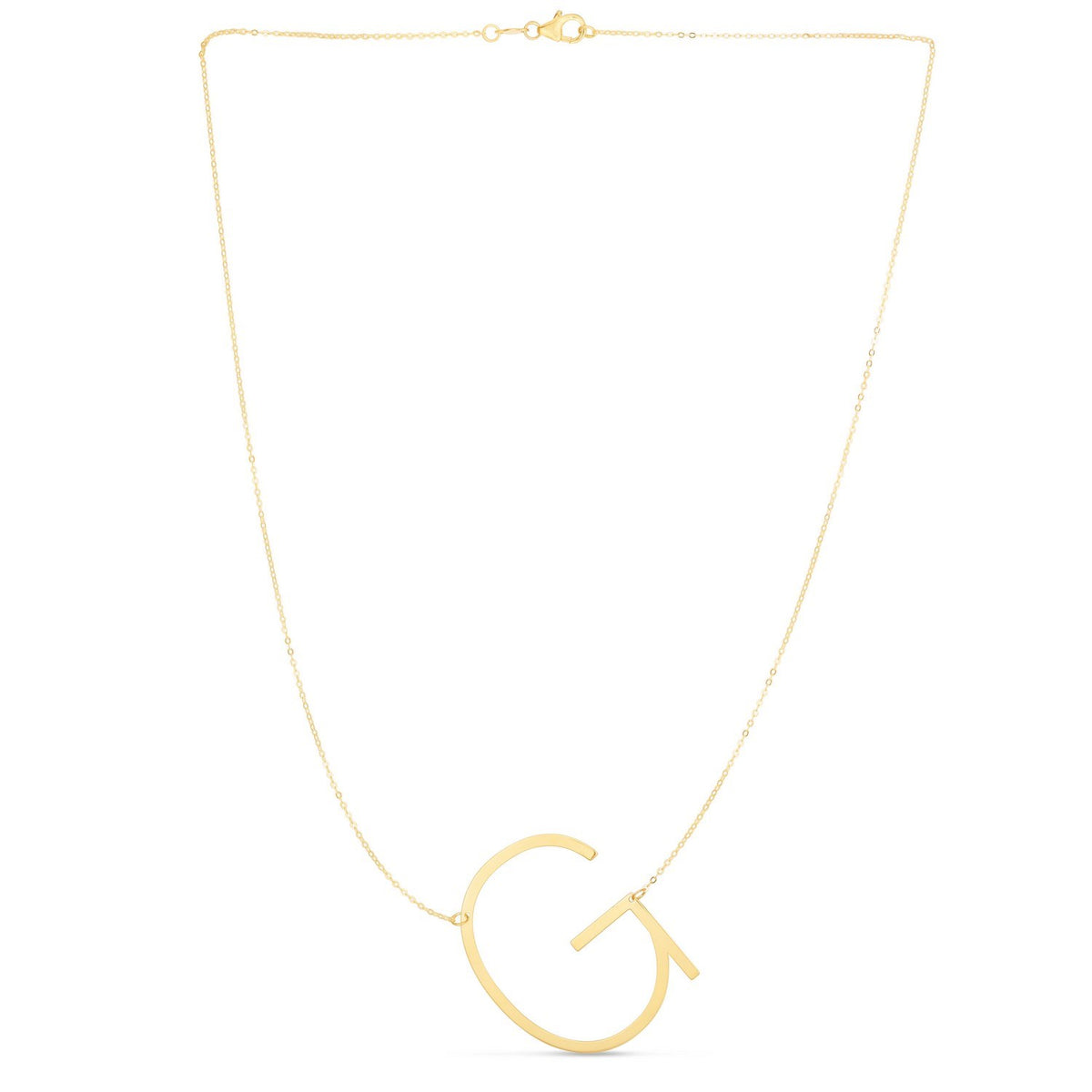 14K Yellow Gold Yours Truly Large Initial G Necklace, view 2