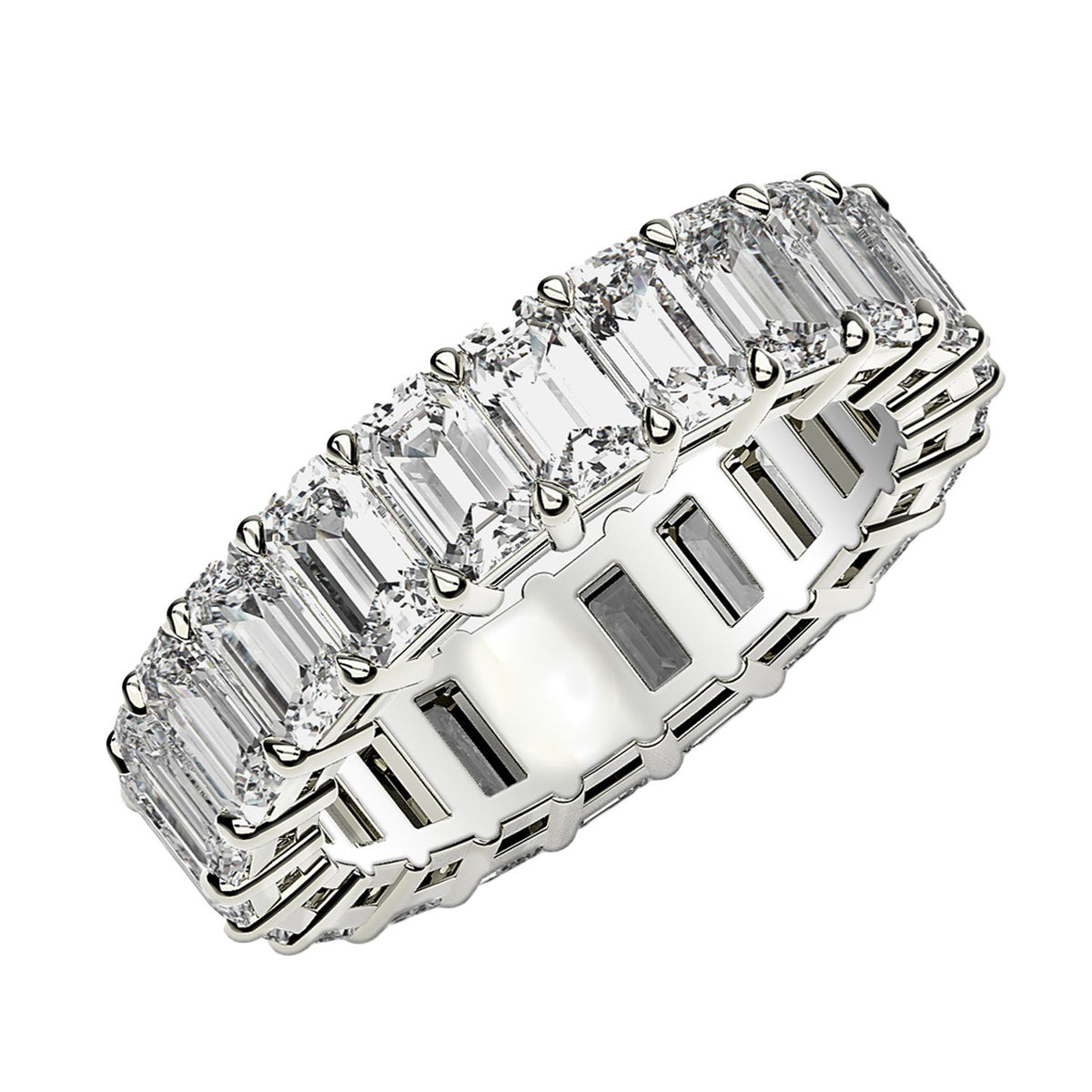 Emerald Cut Lab Grown Diamond Eternity Ring in 14K White Gold (3 cttw FG/VS2)