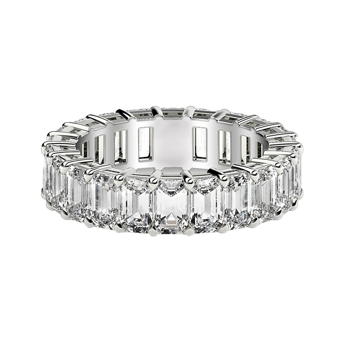 Emerald Cut Lab Grown Diamond Eternity Ring in 14K White Gold (3 cttw FG/VS2), view 2