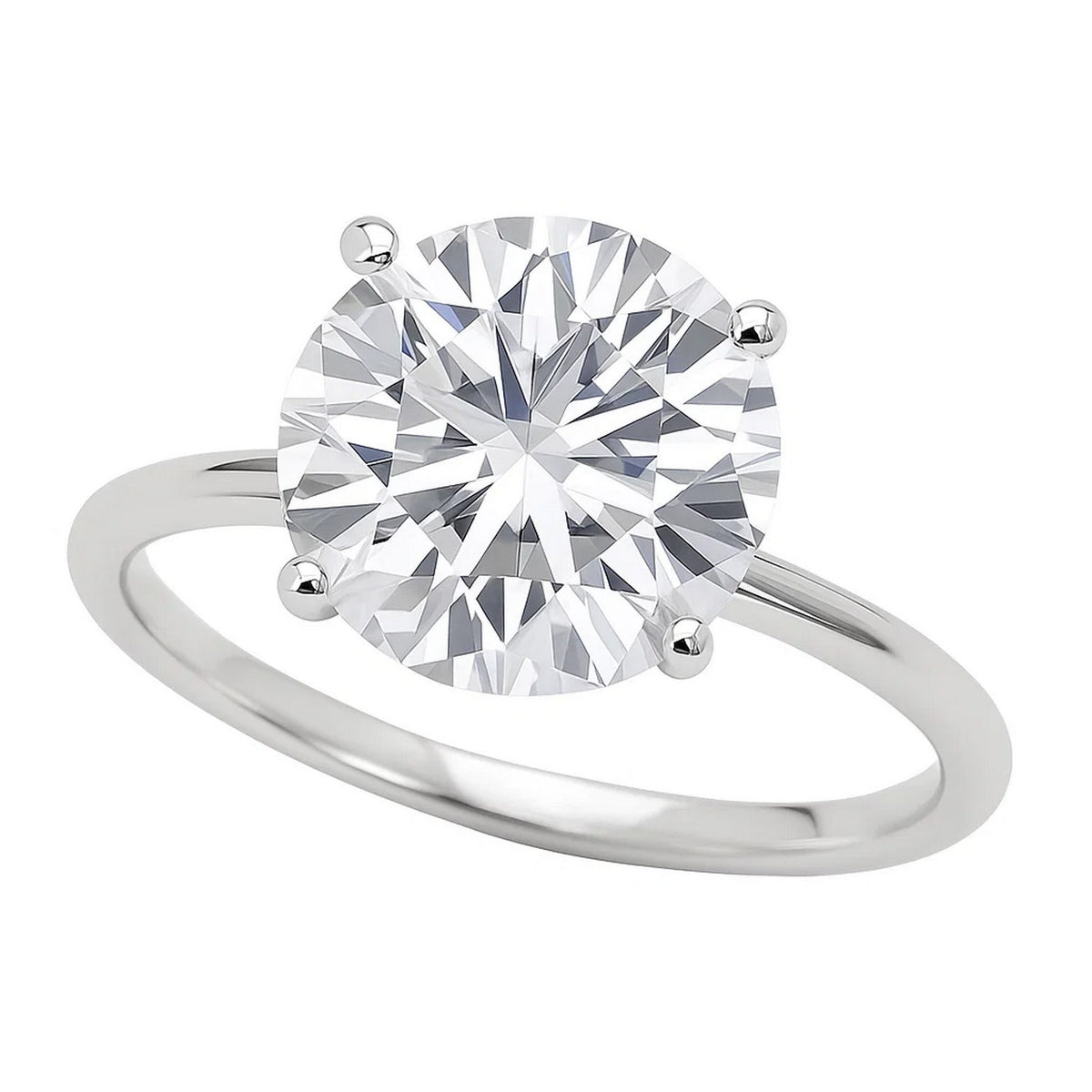 5 Carat Round Lab Grown IGI G/VS1 Diamond Solitaire Ring in 10K White Gold
