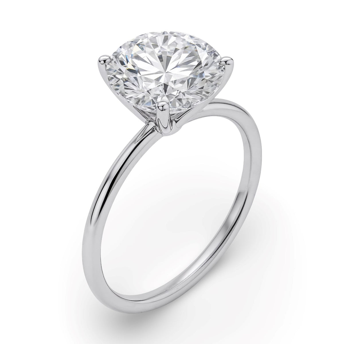 5 Carat Round Lab Grown IGI G/VS1 Diamond Solitaire Ring in 10K White Gold, view 2