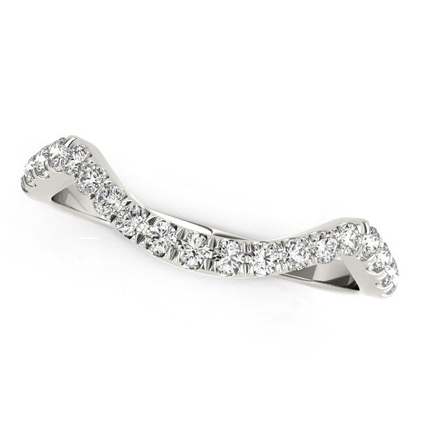 14K White Gold Modern Curved Style Pave Diamond Wedding Band (1/5 cttw)