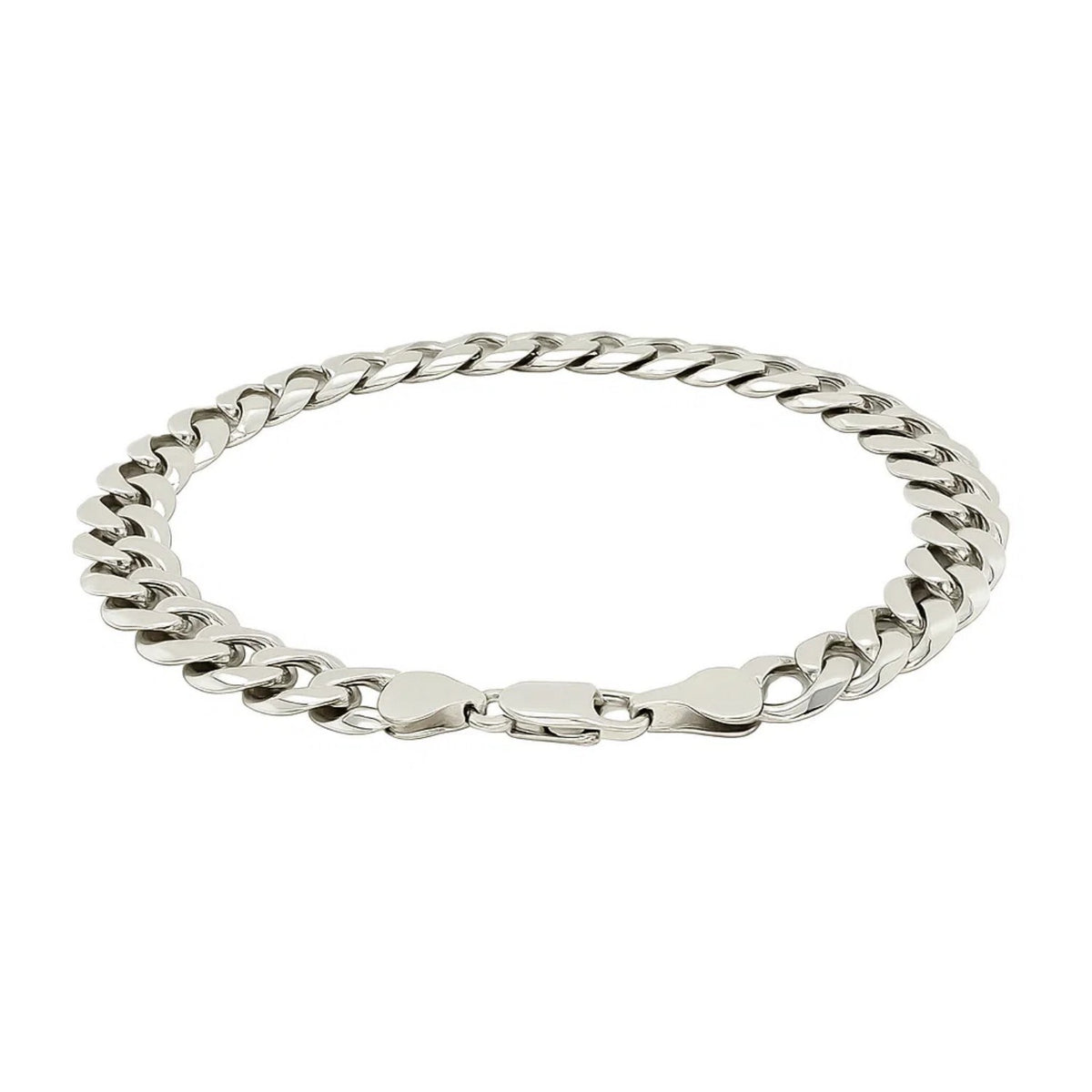 Rhodium Plated Sterling Silver Curb Style Bracelet (7.90 mm), view 2
