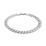 Rhodium Plated Sterling Silver Curb Style Bracelet (7.90 mm), view 3