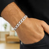 Rhodium Plated Sterling Silver Curb Style Bracelet (7.90 mm), view 6