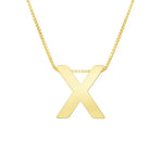 14K Yellow Gold Yours Truly Block Letter Initial X Necklace, view 2