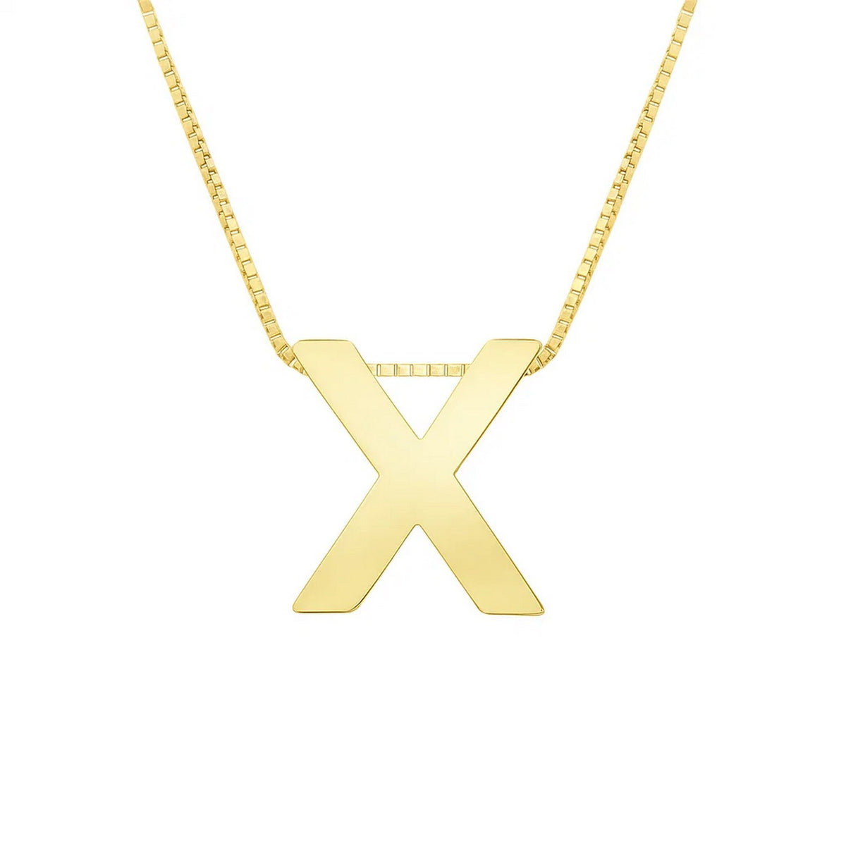 14K Yellow Gold Yours Truly Block Letter Initial X Necklace, view 2