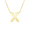 14K Yellow Gold Yours Truly Block Letter Initial X Necklace, view 2