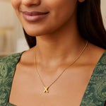 14K Yellow Gold Yours Truly Block Letter Initial X Necklace, view 3