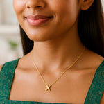 14K Yellow Gold Yours Truly Block Letter Initial X Necklace, view 4