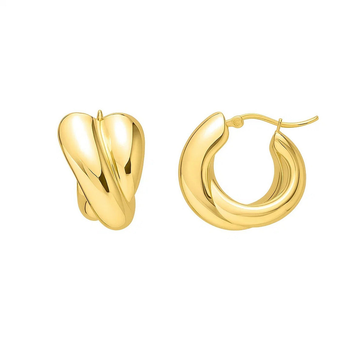 Crossover Hoop Earrings in 14K Yellow Gold, view 2