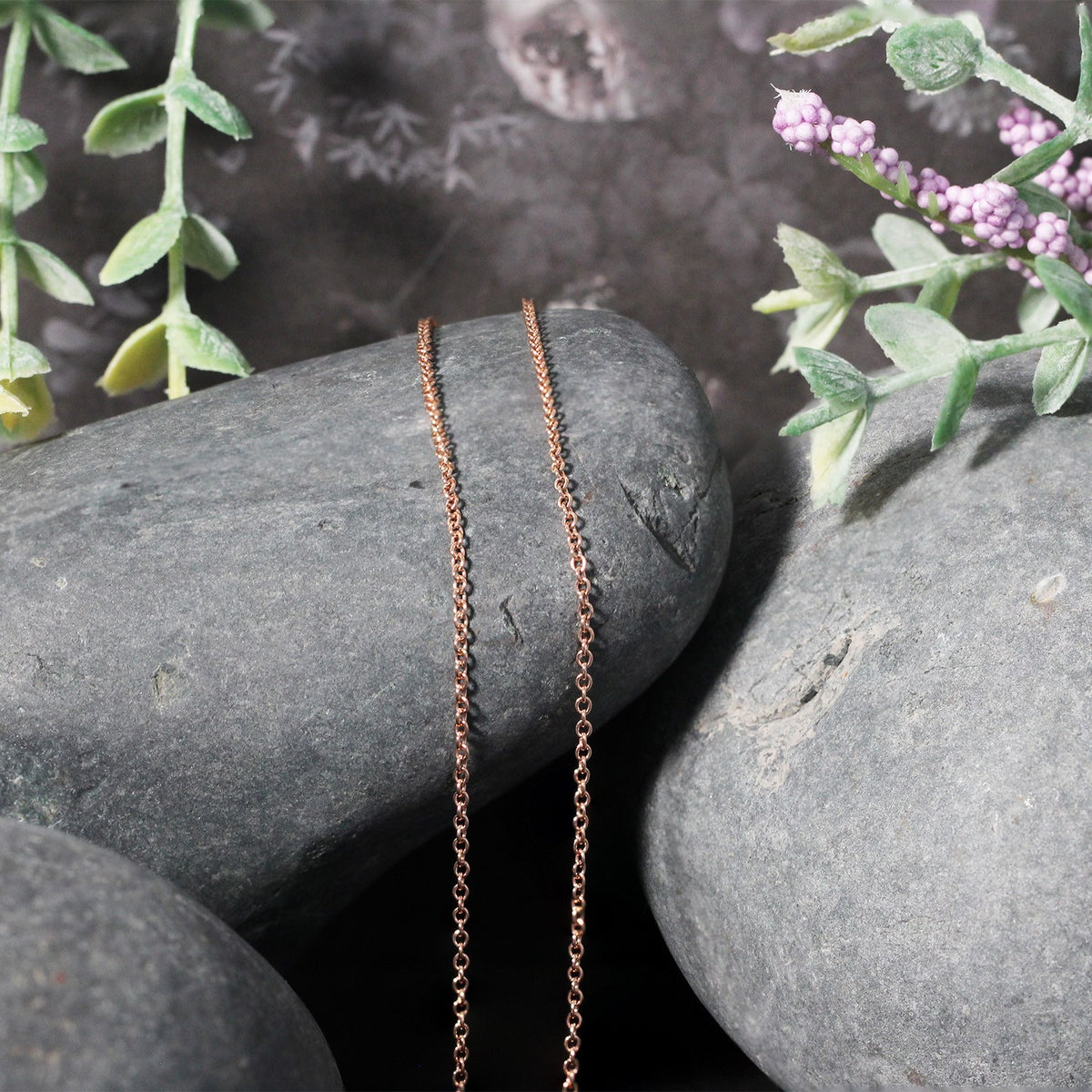14k Rose Gold Round Cable Link Chain (1.25 mm), view 4