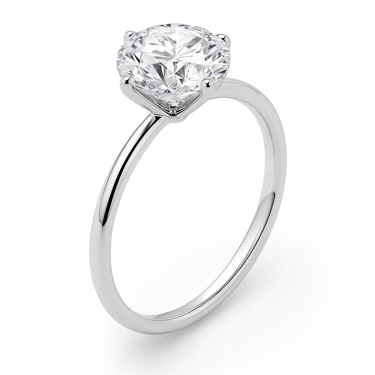5 Carat Round Lab Grown IGI G/VS1 Diamond Solitaire Ring in 14K White Gold, view 2
