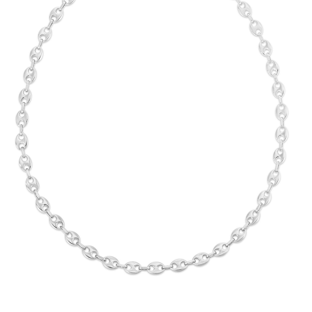 Sterling Silver Rhodium Plated Puffed Mariner Chain (3.70 mm), view 2