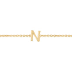 14K Yellow Gold Mini Initial N Bracelet, view 3