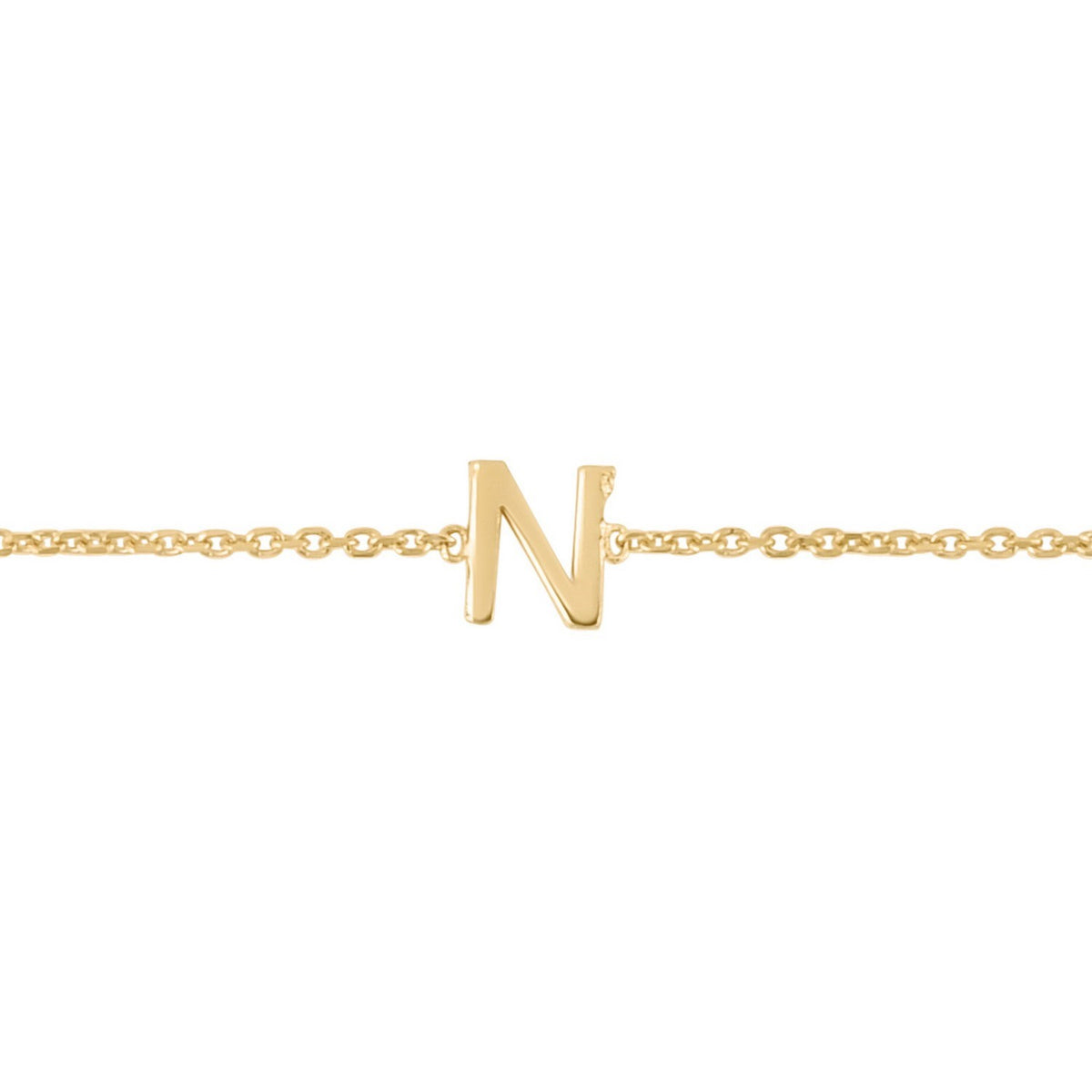 14K Yellow Gold Mini Initial N Bracelet, view 3