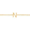 14K Yellow Gold Mini Initial N Bracelet, view 3