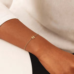 14K Yellow Gold Mini Initial N Bracelet, view 7