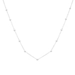 14K White Gold Saturn Bead Chain Necklace
