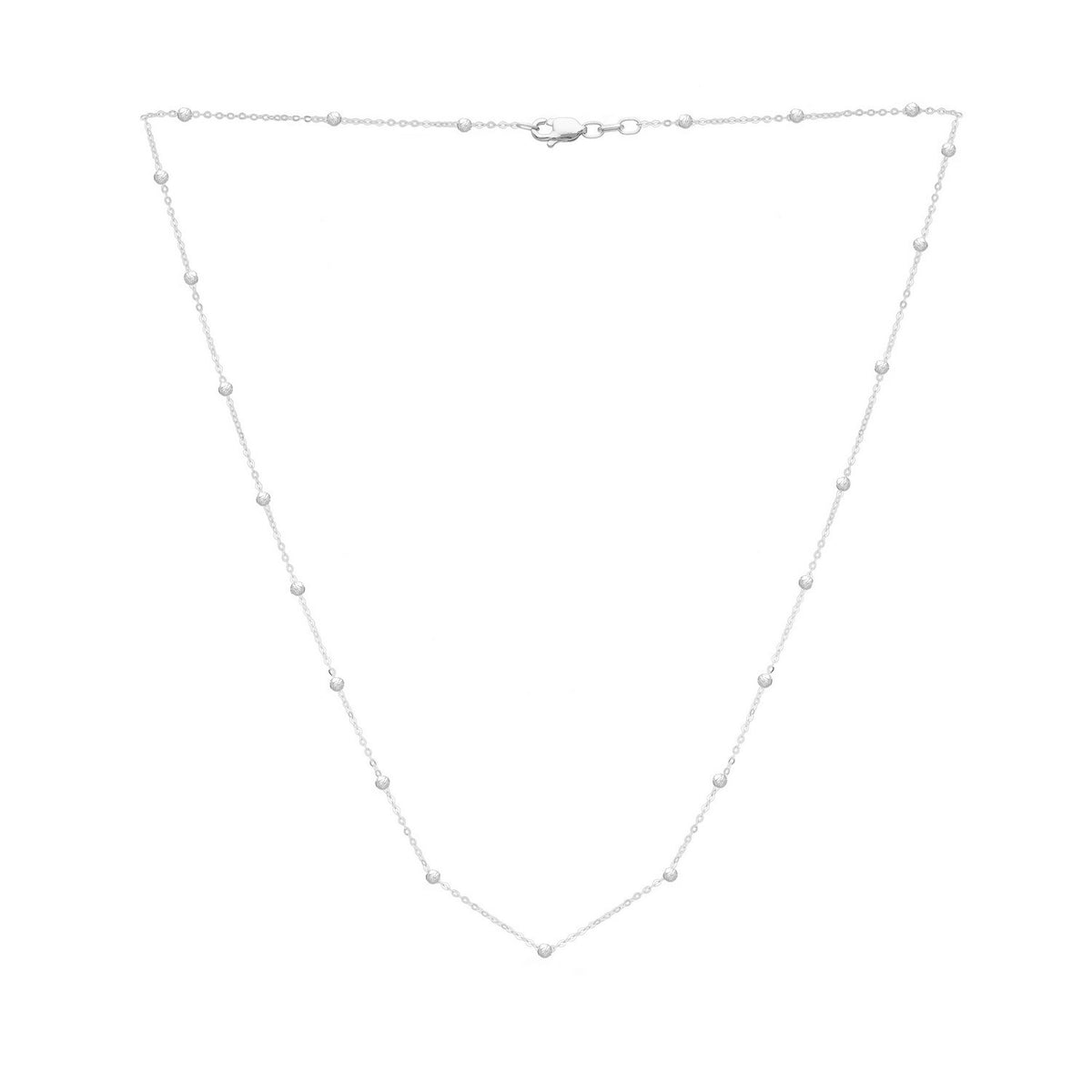 14K White Gold Saturn Bead Chain Necklace, view 2