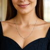 14K White Gold Saturn Bead Chain Necklace, view 3