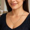14K White Gold Saturn Bead Chain Necklace, view 4