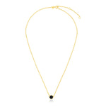 14K Yellow Gold 17 inch Necklace with Round Onyx