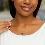 14K Yellow Gold 17 inch Necklace with Round Onyx, view 4