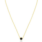 14K Yellow Gold 17 inch Necklace with Round Onyx, view 6