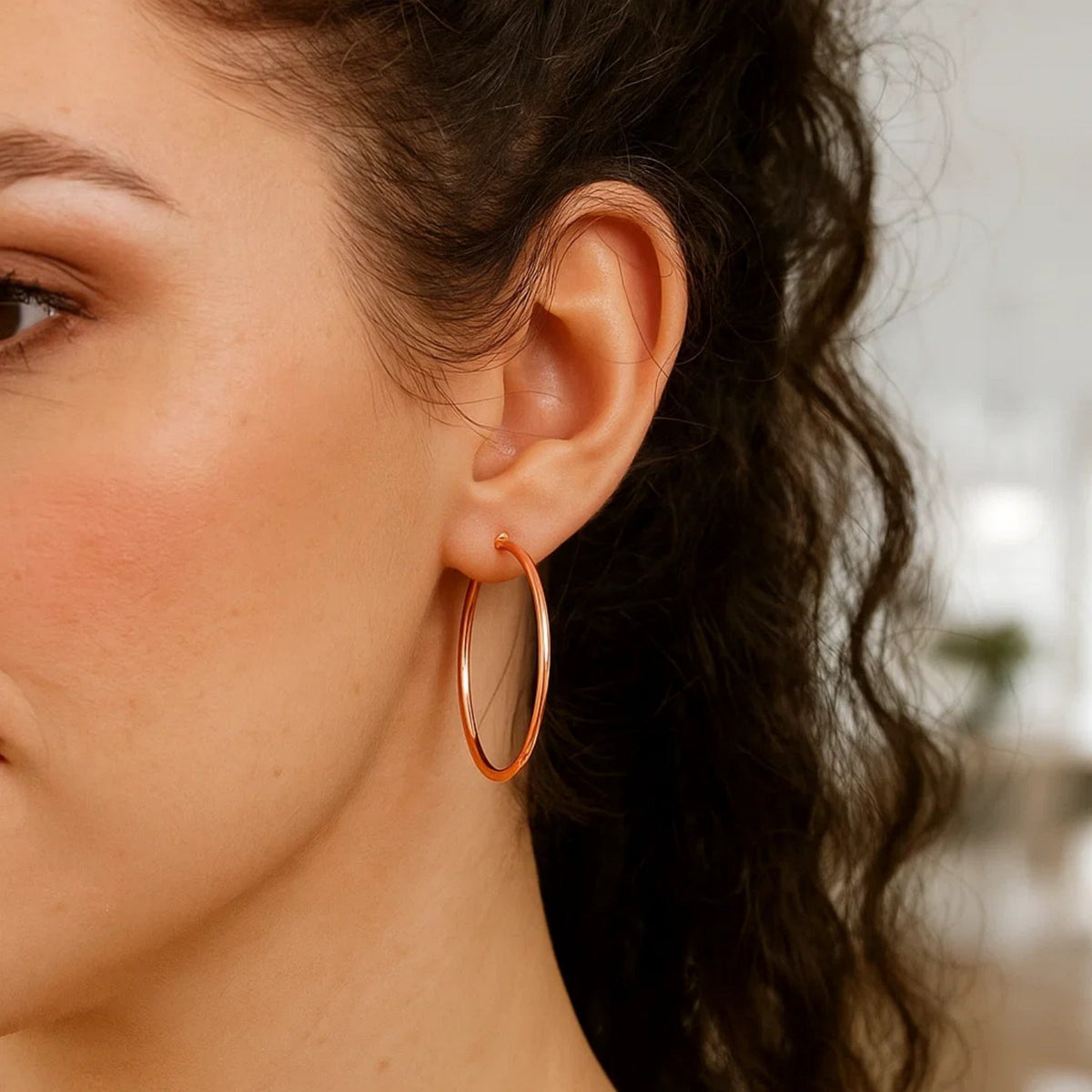Classic Hoop Earrings in 14K Rose Gold (2x40.00 mm), view 4
