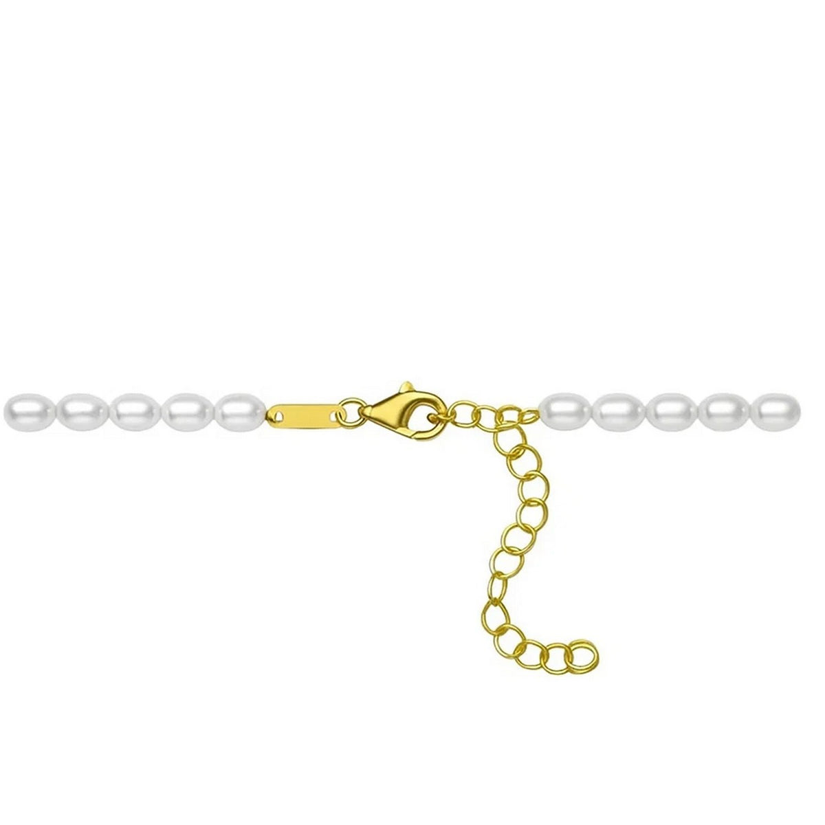 14K Yellow Gold Bow and Pearl Necklace, view 3