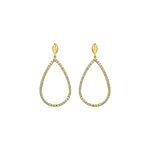 14K Two Tone Gold Diamon Oro Marquise Earrings, view 2