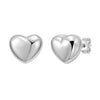 Sterling Silver Rhodium Plated Puffed Small Heart Stud Earrings, view 2