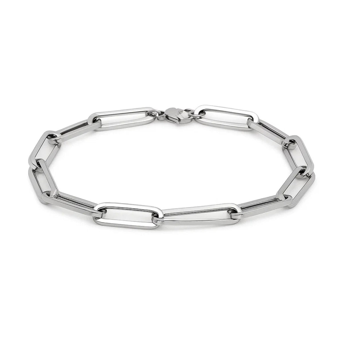 14K White Gold Extra Wide Paperclip Chain Bracelet (6.10 mm), view 3