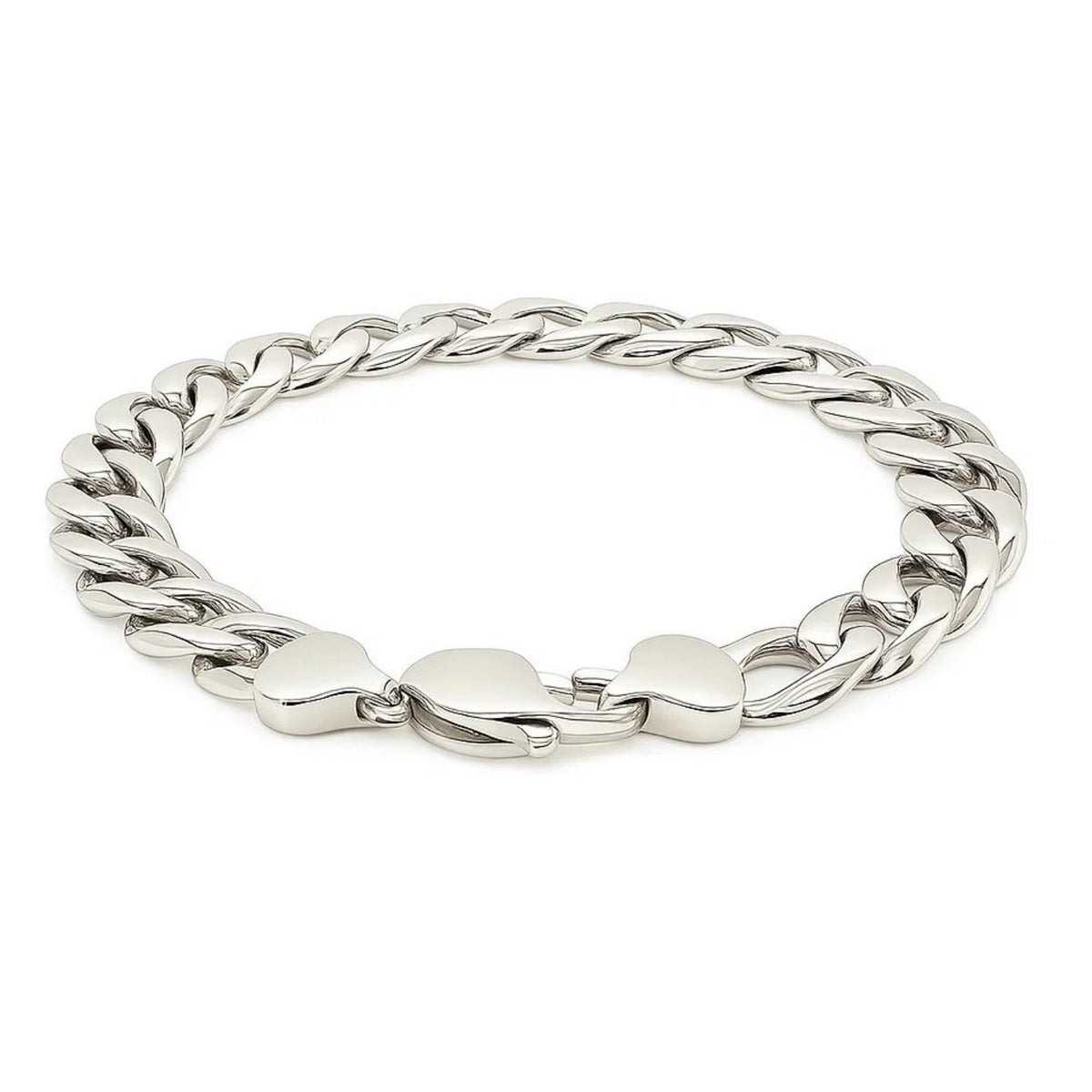 Rhodium Plated Sterling Silver Curb Style Bracelet (11.60 mm), view 2