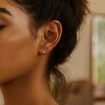 14K Yellow Gold Yours Truly Initial V Stud Earrings, view 2