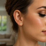 14K Yellow Gold Yours Truly Initial V Stud Earrings, view 3