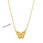 14K Yellow Gold Primavera Mother of Pearl Butterfly Necklace, view 4