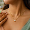 14K Yellow Gold Primavera Mother of Pearl Butterfly Necklace, view 5