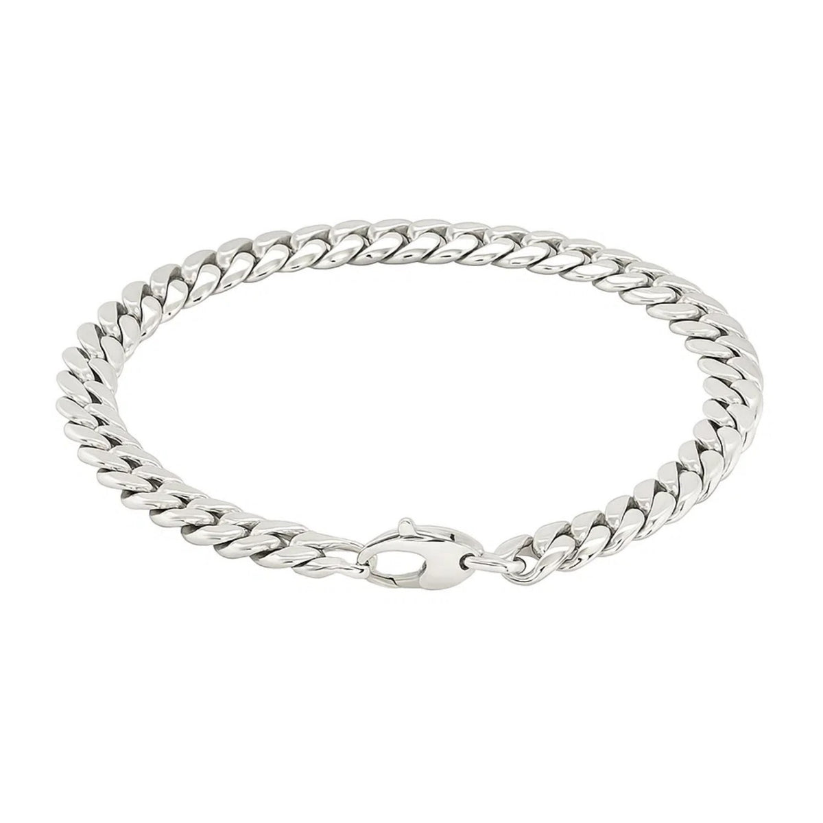 14K White Gold Cuban Link Bracelet (5.90 mm), view 2