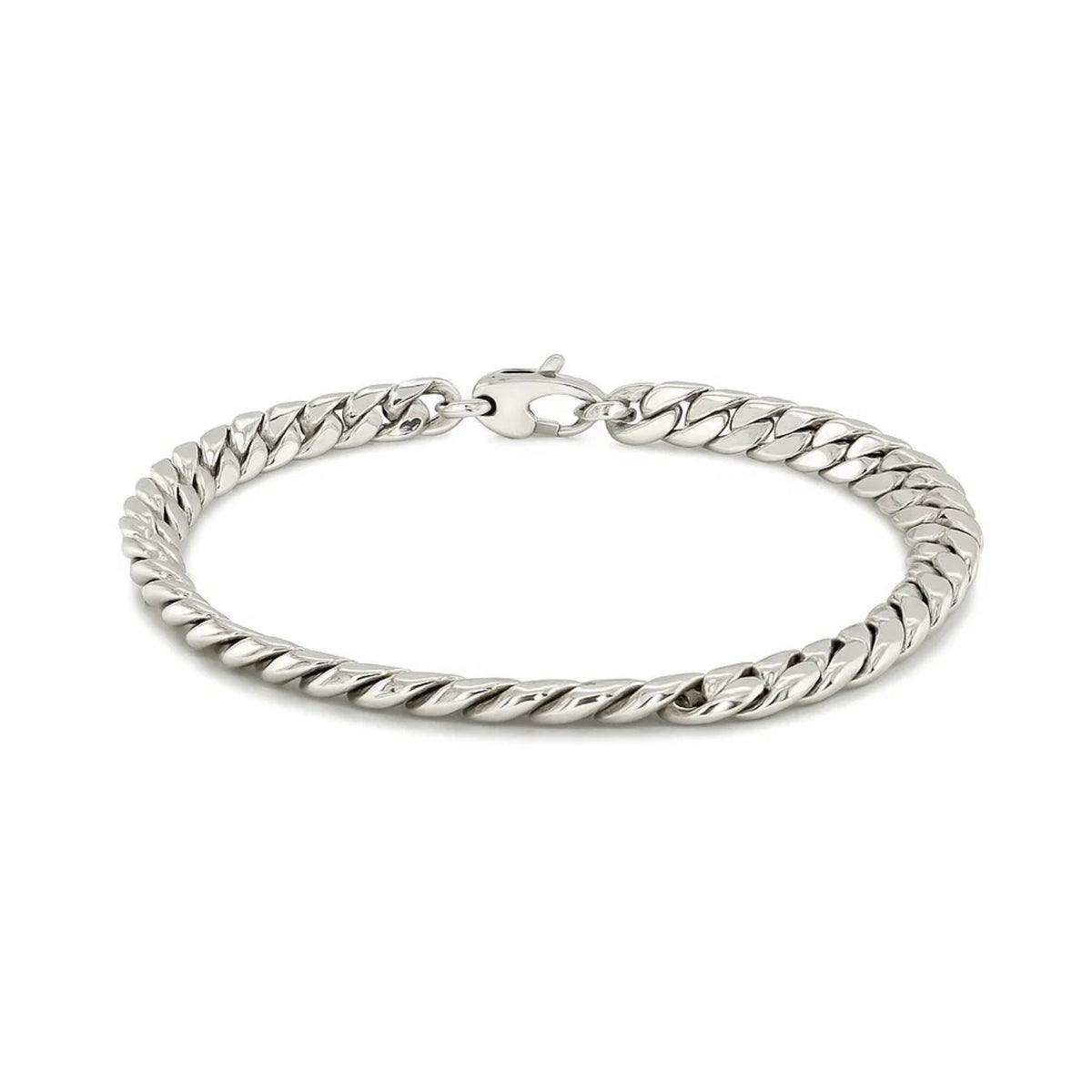 14K White Gold Cuban Link Bracelet (5.90 mm), view 3