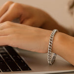 14K White Gold Cuban Link Bracelet (5.90 mm), view 6